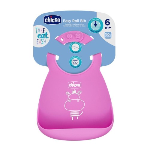 Śliniaczek z kieszonką elastyczny różowy, Chicco