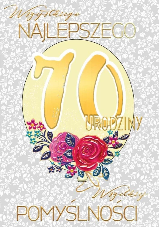 Karnet A5 Urodziny 70 - Balon glamour