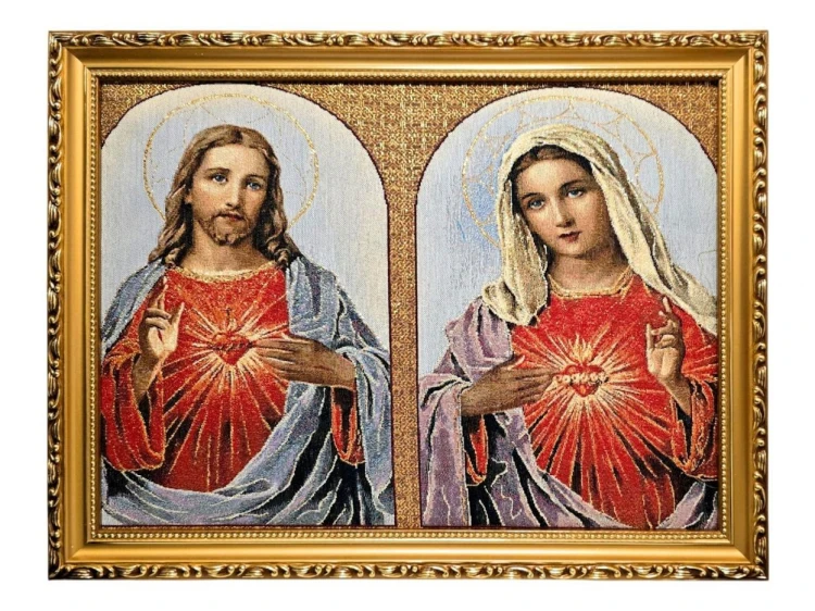 Obraz Haftowany Serce Maryi/SerceJezusa 32x42cm
