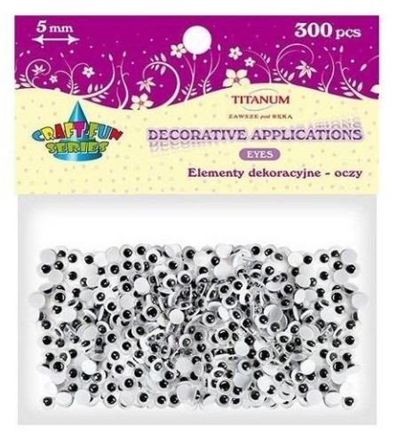 Oczy bez kleju i rzęs 5mm 300szt, Titanum