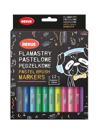 Flamastry pastelowe pędzelkowe 12 kolorów