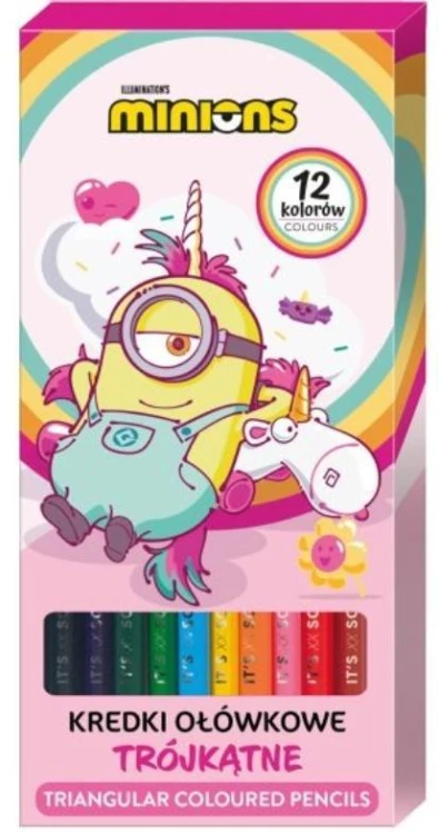Kredki ołówkowe trójkątne Minionki 12 kolorów