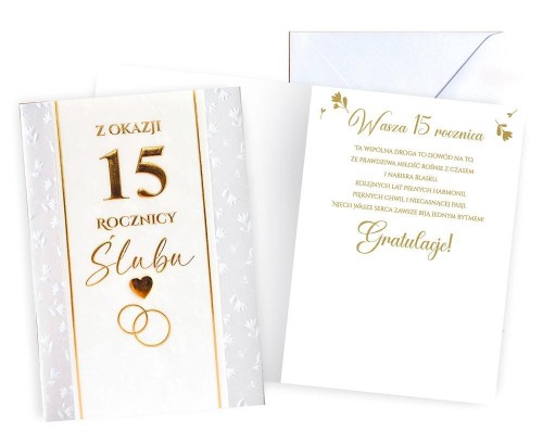 Karnet Rocznica ślubu 15