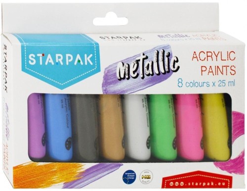 Farby akrylowe metaliczne 8 kol/25ml, STARPAK