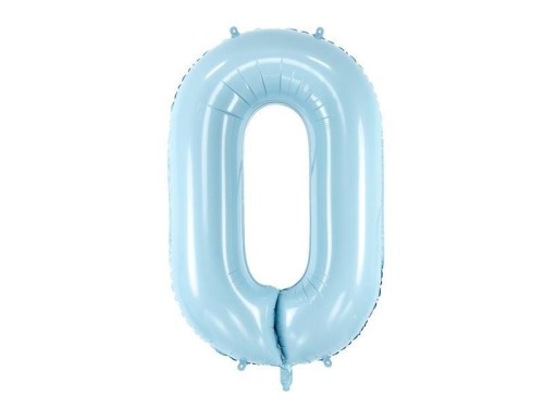 Balon foliowy Cyfra 0 86cm jasny niebieski
