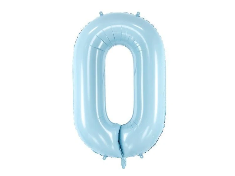 Balon foliowy Cyfra 0 86cm jasny niebieski