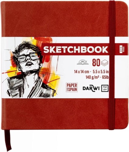 Szkicownik 14x14cm 140g terakotowy, Darwi