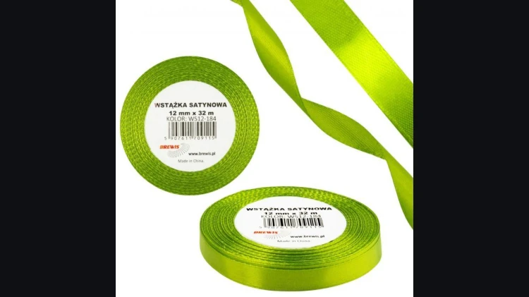 Wstążka satynowa 12mm/32m zieleń wiosenna