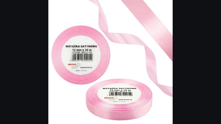 Wstążka satynowa 12mm/32m baby pink