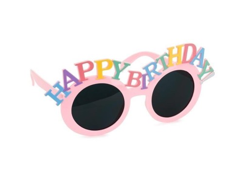 Okulary Happy Birthday 18,5x7,5cm różowe