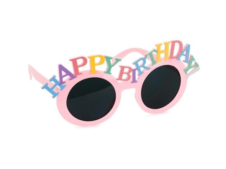 Okulary Happy Birthday 18,5x7,5cm różowe