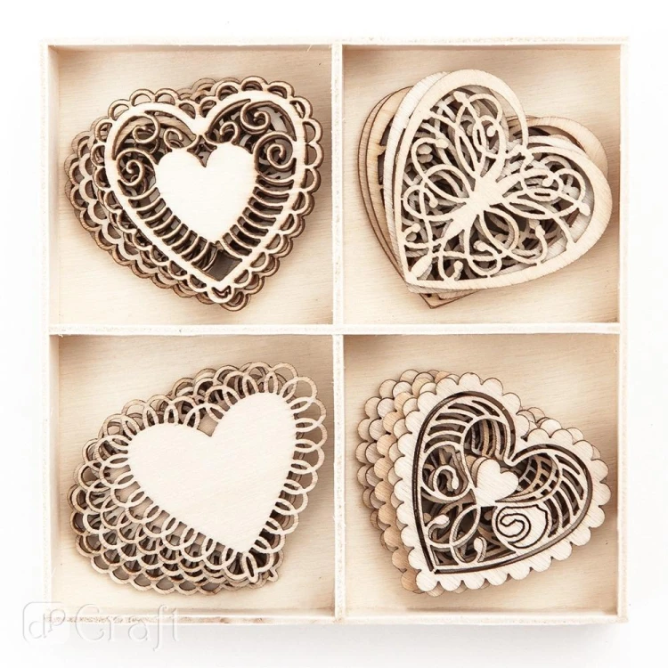 Serca drewniane 20szt, Dalprint