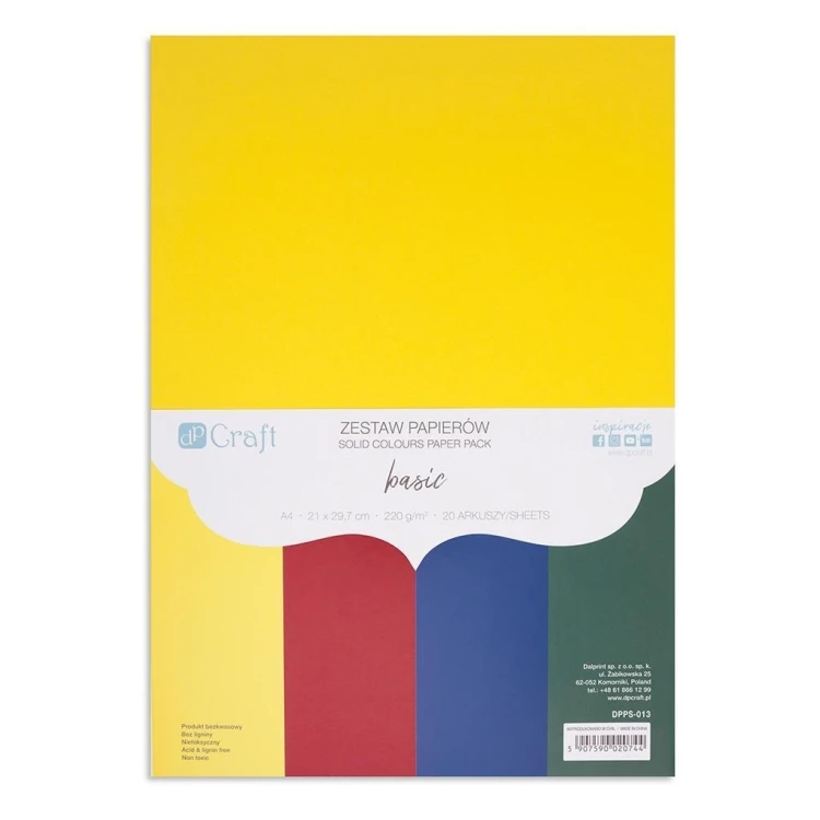 Zestaw papierów A4 20 arkuszy basic 220g, Dalprint