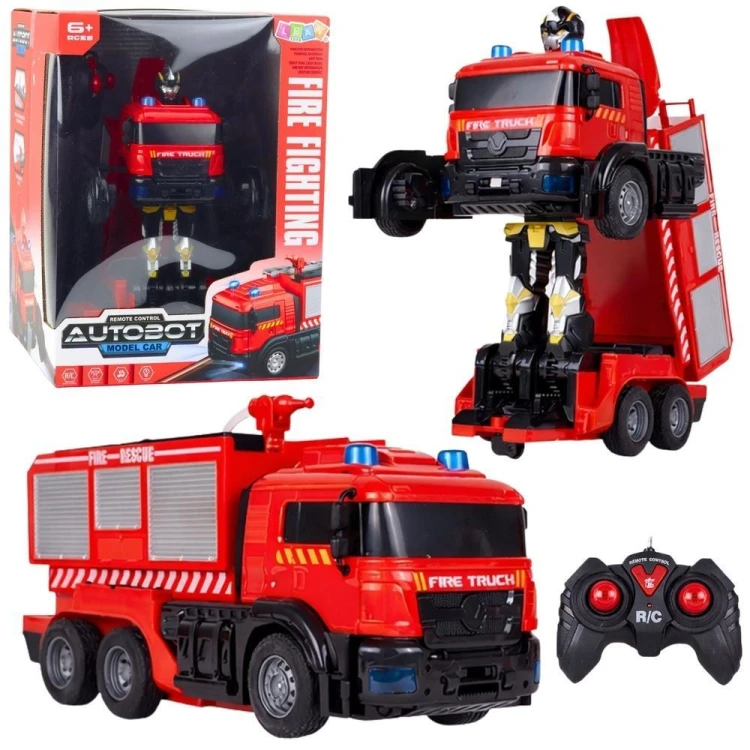 Robot samochód Straż Pożarna 2w1 R/C swiatło woda