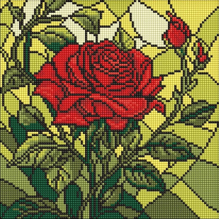 Diamentowa mozaika - Witraż. Róża 30x30cm, Ideyka