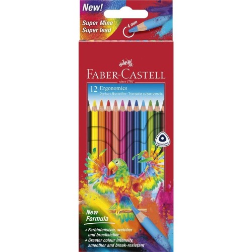 Kredki Trójkątne Ergonomics 4mm 12 kolorów