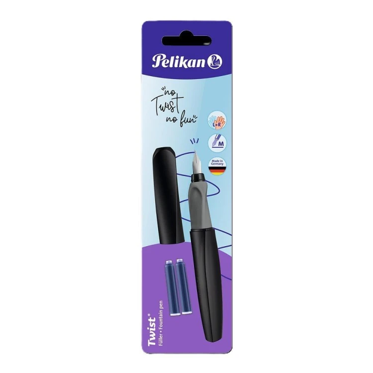 Pióro wieczne Twist czarne + 2 naboje, PELIKAN
