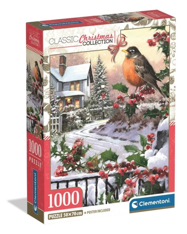 Puzzle 1000 Xmas Coll. Robin And Holly Bushes