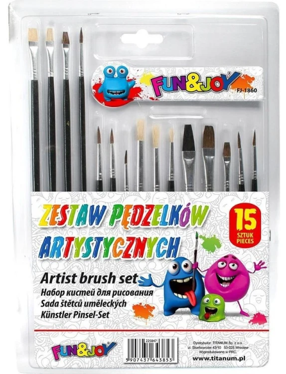 Pędzle artystyczne 15szt, Titanum