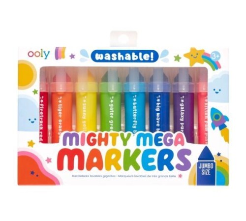 Flamastry zmywalne Mighty Mega 8 kolorów, ooly