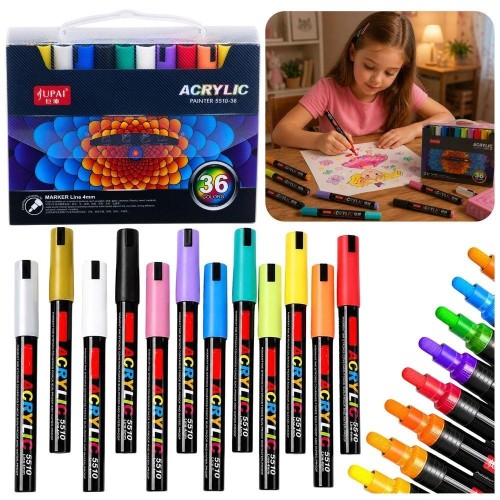 Markery akrylowe wodoodporne 36szt, Leantoys