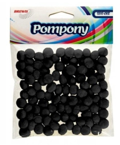 Pompony czarne 10mm 100szt, Brewis