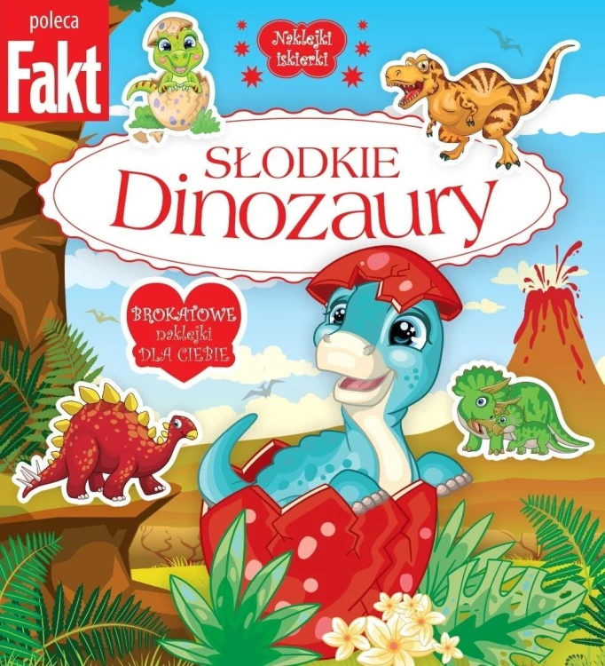Słodkie dinozaury. Brokatowe naklejki dla ciebie