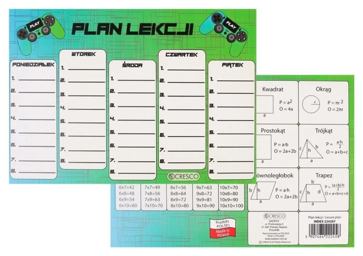 Plan lekcji A5 Pad (25szt), Cresco