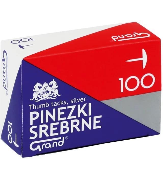Pinezki srebrne (100szt*10) GRAND, Grand