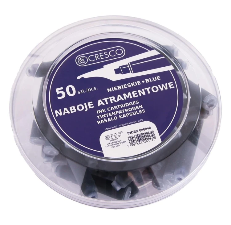 Naboje do piór niebieskie 50 sztuk, Cresco