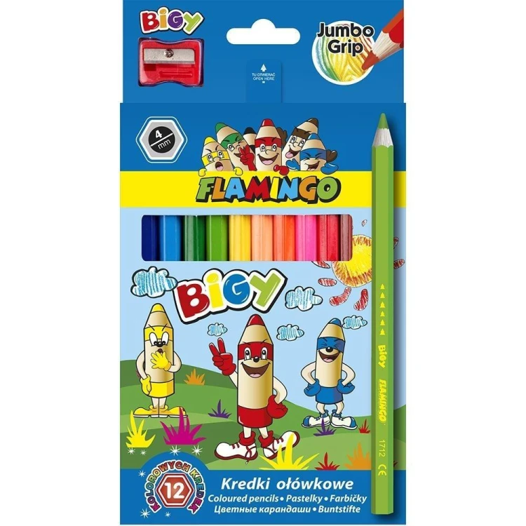 Kredki ołówkowe Jumbo Bigy 12 kolorów, Titanum