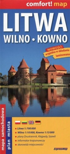 Comfort! map Litwa, Wilno, Kowno 1:700 000 w.2025