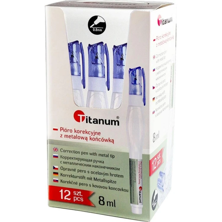 Korektor w piórze 8ml (12szt), Titanum