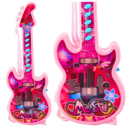 Gitara elektryczna różowa 29cm, Leantoys