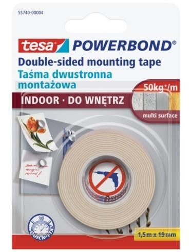 Taśma montażowa wewnętrzna biała 1,5m x 19mm, Tesa