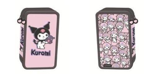 Piórnik potrójny z wyposażeniem Kuromi pink
