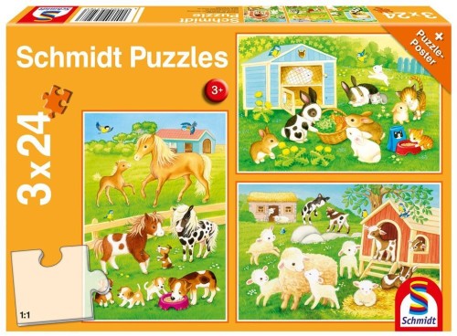 Puzzle 3x24 Słodkie zwierzaki G3, Schmidt