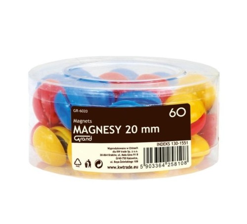 Magnesy 20mm tuba 60szt GRAND, Grand