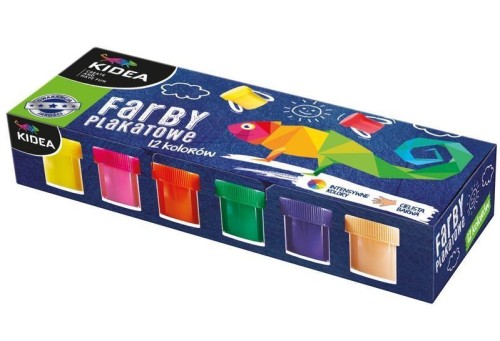 Farby plakatowe 12 kolorów x 20ml KIDEA, DERFORM