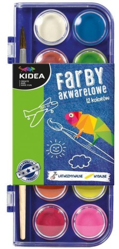 Farby akwarelowe 12 kolorów KIDEA, DERFORM