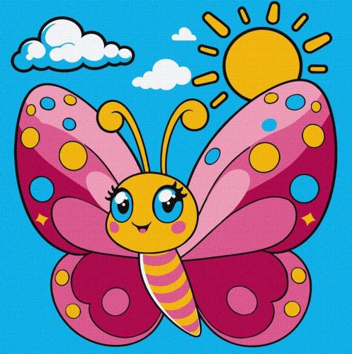Malowanie po numerach - Wesoły motyl Kids 25x25cm