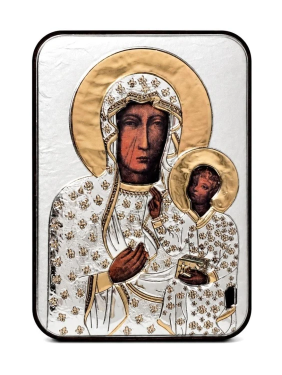 Ikona srebrna M.B. Częstochowska 10,7x15cm