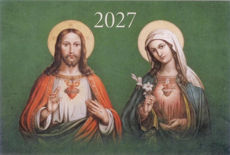 Kalendarz 2027 trójdzielny Serce Jezusa...