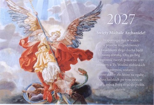 Kalendarz 2027 trójdzielny Św. Michał Archanioł