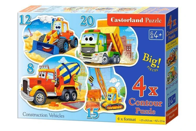 Puzzle x 4 - Pojazdy budowlane CASTOR, Castorland