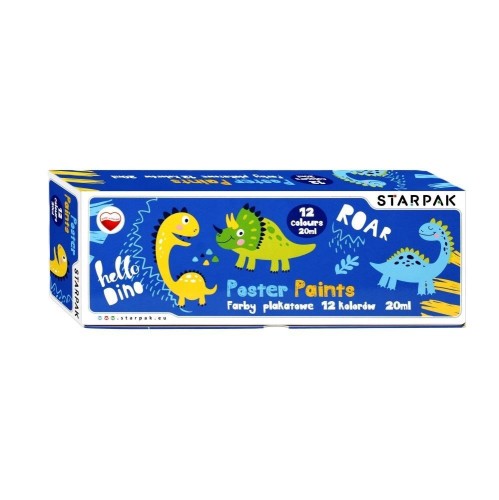 Farby plakatowe Dino 12 kol/20ml, STARPAK