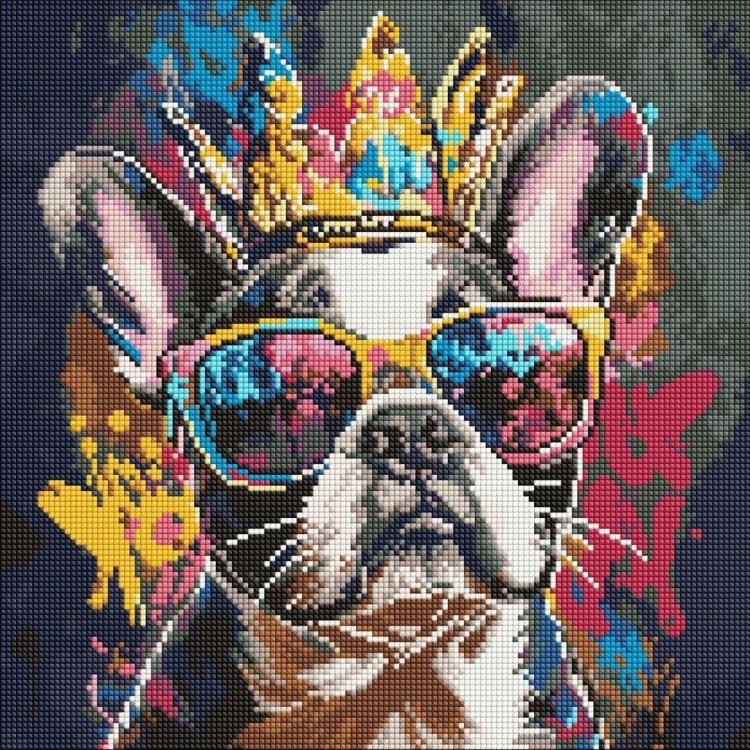 Diamentowa mozaika - Jasny buldog 40x40cm, Ideyka