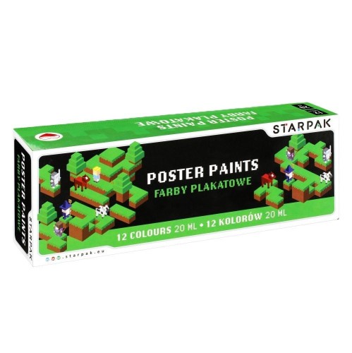 Farby plakatowe 12kolorów 20ml Pixel Game, STARPAK
