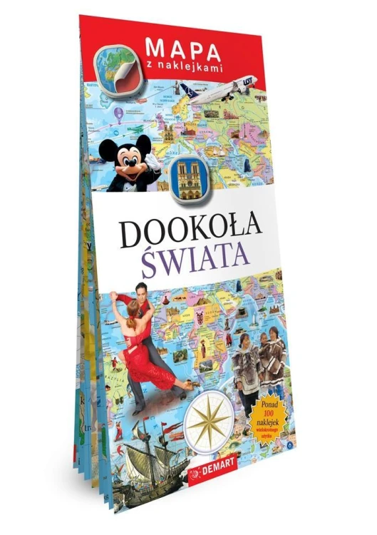 Mapa z naklejkami. Dookoła świata, praca zbiorowa