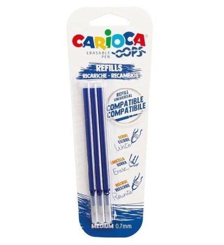 Wkład do długopisu wymaz. Oops nieb. 3szt CARIOCA